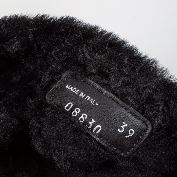 Miu Miu Black Shearling Crisscross Platform Slides - Picture 10 of 10